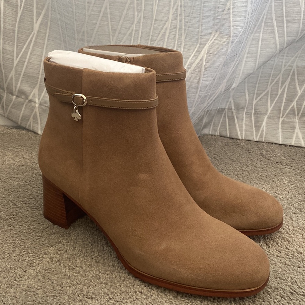 NIB Roasted Almond Kate Spade New York Suede Madison Booties Size 10.5